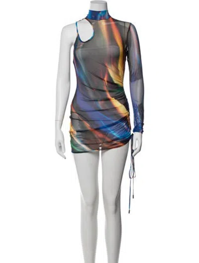 Pre-owned David Koma Printed Mini Dress W/ Tags In Multicolor