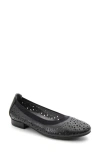 David Tate Laser Cut Ballet Flat In Black Calf