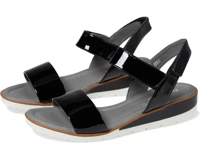David Tate Scala Women's Us Black Leather Ankle Strap Wedge Sandals Zogg1715