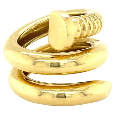 Pre-owned David Webb 18k Yellow Gold Coiled Nail Ring Size 6 Retail $5500