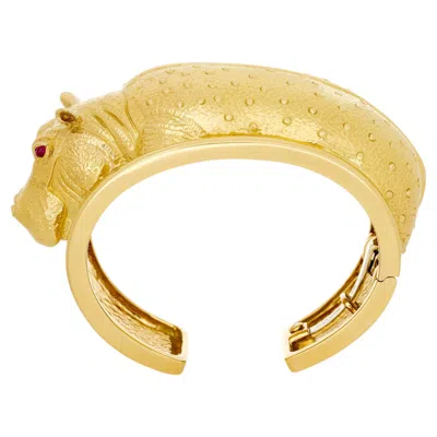 Pre-owned David Webb 18k Yellow Gold Repousse Hippocuff Bracelet