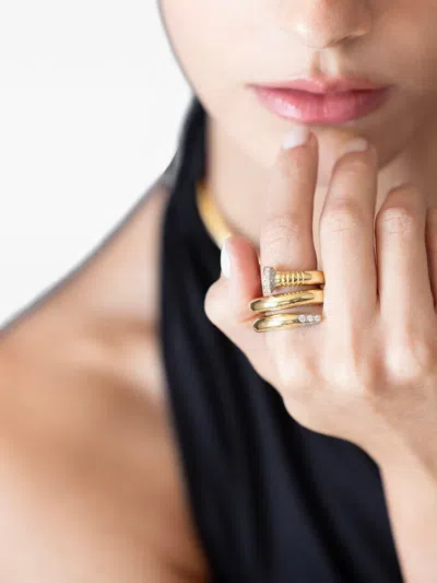 David Webb Diamond Nail Ring In Gold