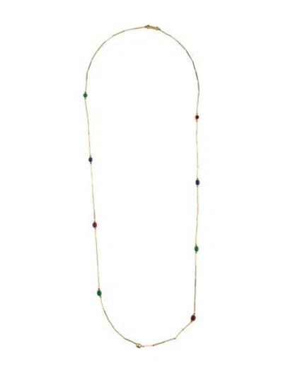 Pre-owned David Webb Vintage18k Multistone Station Necklace, 34" In Multicolor