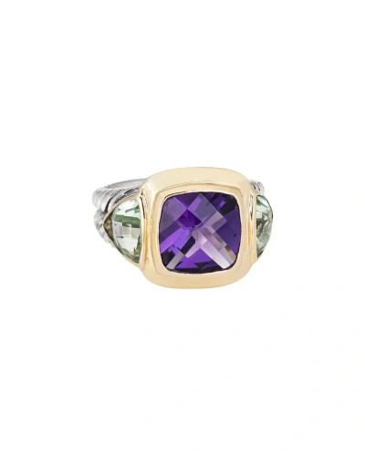 David Yurman Albion 18k & Silver Gemstone Ring (authentic ) In Purple