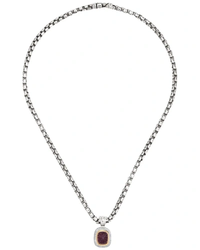David Yurman Cable Collection 18k & Silver 0.36 Ct. Tw. Diamond & Pink  Tourmaline Necklace (authent In Metallic