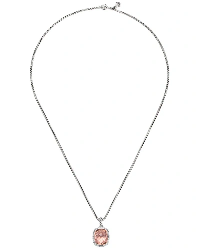 David Yurman Noblesse Silver 0.20 Ct. Tw. Diamond & Morganite Necklace  (authentic ) In Metallic