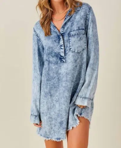 Day + Moon Washed Denim Shirtdress In Blue