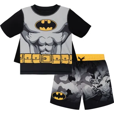 Dc Comics Kids'  Justice League Batman Rash Guard And Swim Trunks Set In Black