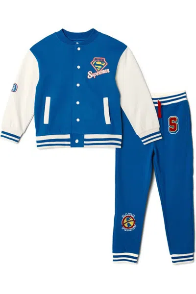 Dc Comics Justice League Fleece Varsity Jacket And Pants Set (toddler, Little Kid & Big Kid) In Blue