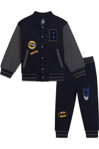 Dc Comics Justice League Fleece Varsity Jacket And Pants Set (toddler, Little Kid & Big Kid) In Black