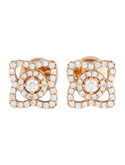Pre-owned De Beers 18k Diamond Enchanted Lotus Stud Earrings In Multicolor