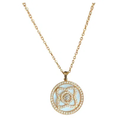 Pre-owned De Beers Enchanted Lotus Mother Of Pearl Diamond Pendant Necklace 18k Rose Gold In Red