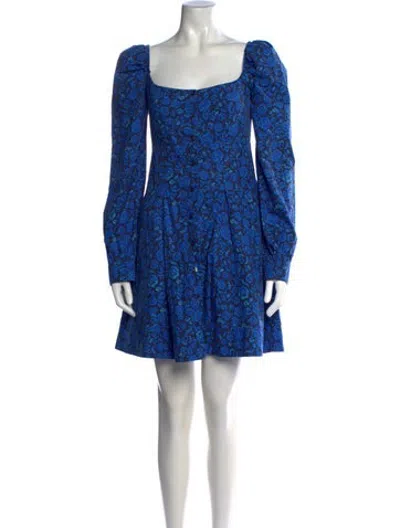 Pre-owned De Loreta Floral Print Mini Dress In Blue