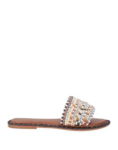 De Siena Woman Sandals Ivory Size 8 Textile Fibers In Multi