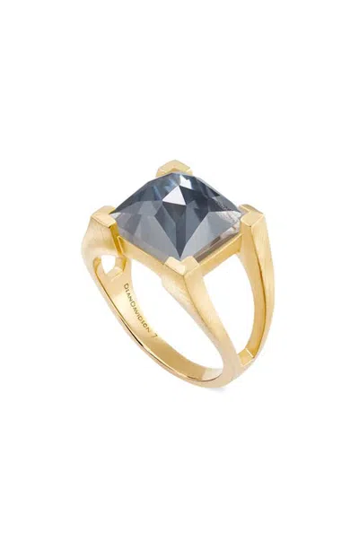 Dean Davidson Mini Plaza Ring In Iridescent Hematite/gold