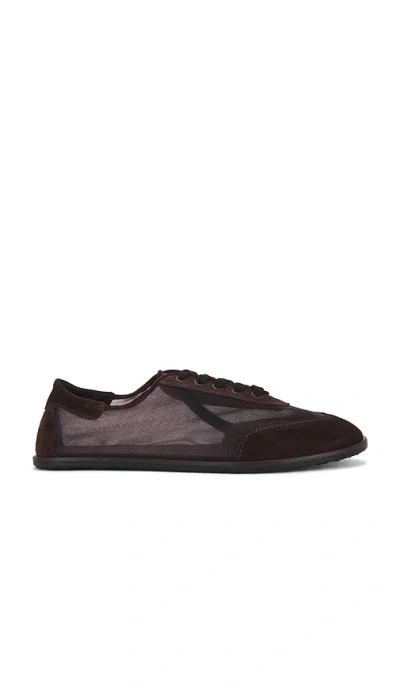 Dear Frances Mesh Trainer In Espresso Suede
