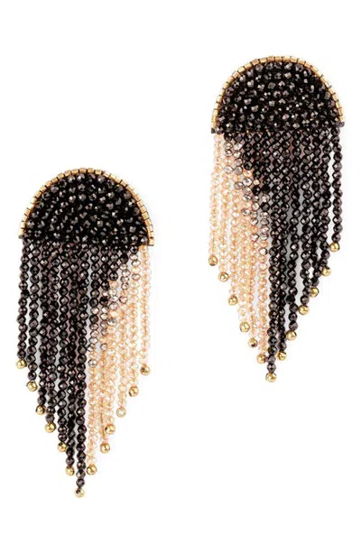 Deepa Gurnani Sunil Beaded Chandelier Earrings In Black