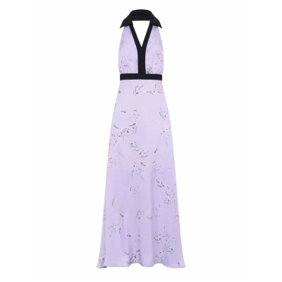 Deer You Gracie Glowing Backless Floor Length Gown In Sakura Lilac Print In Purple