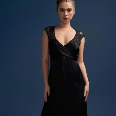 Deer You Victoria Vacationing Black Full Length Gown With Lace Back