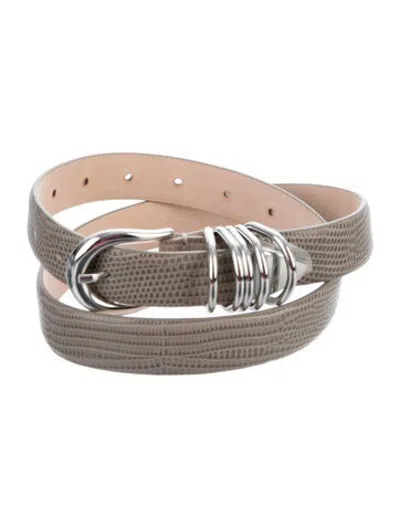 Pre-owned Dehanche Skinny Calf Leather Waist Belt In Grey