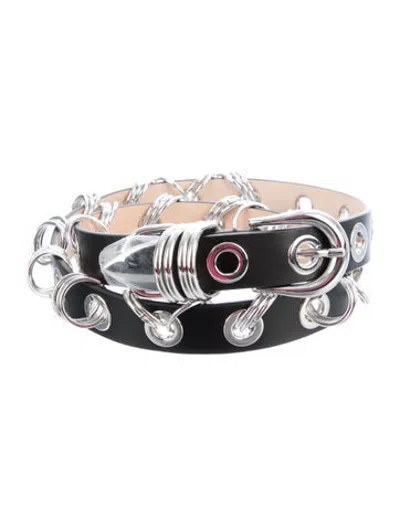 Pre-owned Dehanche Skinny Leather Chain-link Belt In Black