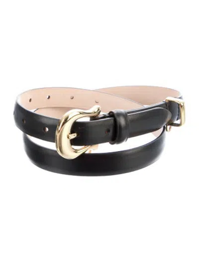 Pre-owned Dehanche Skinny Leather Waist Belt In Black