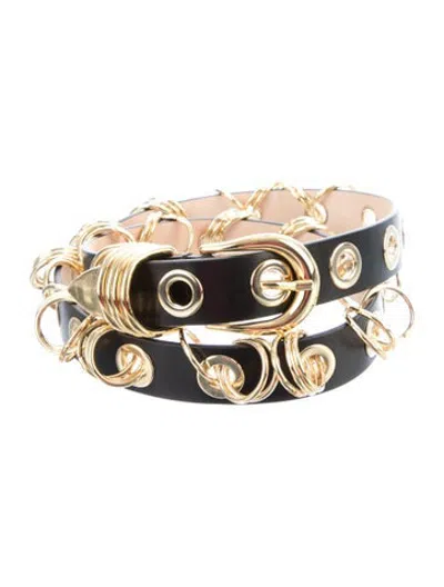 Pre-owned Dehanche Skinny Leather Waist Belt In Black