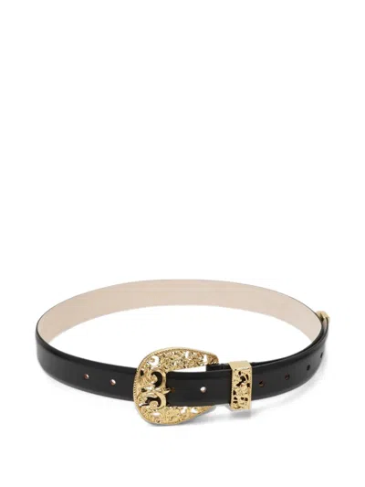 Dehanche Versailles Engraved-buckle Leather Belt In Black