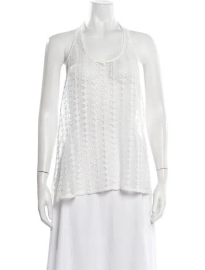 Pre-owned Deiji Studios Lace Pattern Halterneck Top W/ Tags In White
