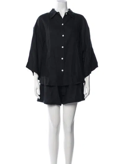 Pre-owned Deiji Studios Linen Short Set In Black