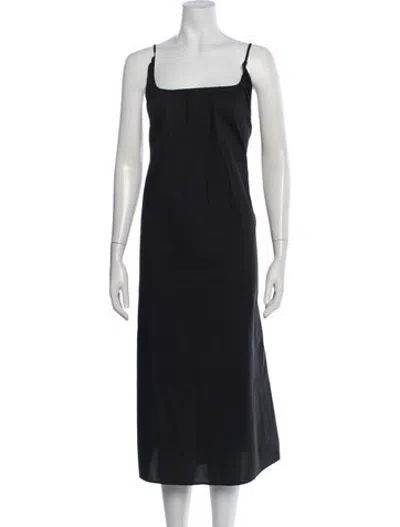 Pre-owned Deiji Studios Square Neckline Midi Length Dress In Black