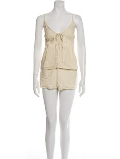 Pre-owned Deiji Studios Striped Short Set In Blue