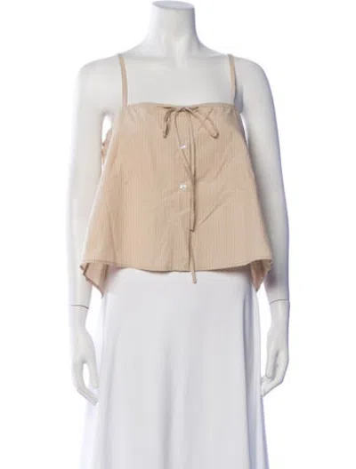 Pre-owned Deiji Studios Striped Square Neckline Top In Neutrals