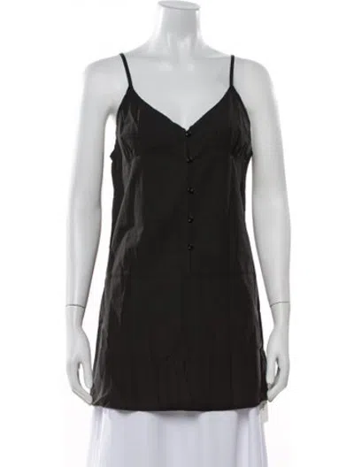 Pre-owned Deiji Studios Striped V-neck Top In Black