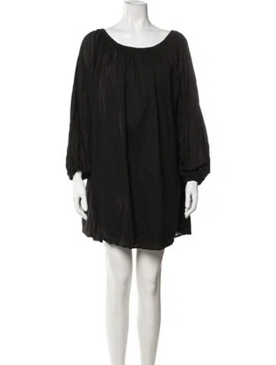 Pre-owned Deiji Studios Tie Neck Mini Dress In Black