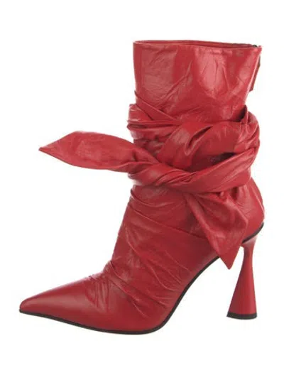 Pre-owned Del Core Leather Boots In Red