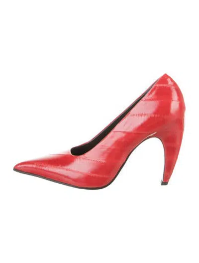 Pre-owned Del Core Leather Pumps W/ Tags In Red