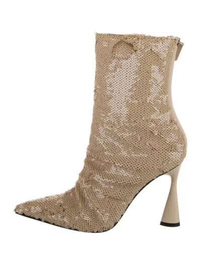 Pre-owned Del Core Sequins Patterned Boots W/ Tags In Neutrals