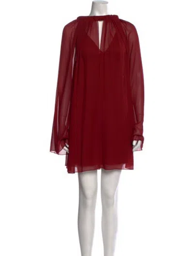 Pre-owned Del Core Silk Tie Neck Top W/ Tags In Red