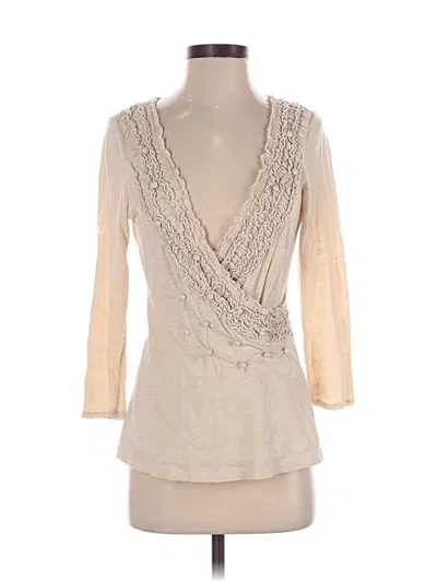 Pre-owned Deletta 3/4 Sleeve Top Ivory Plunge Neckline Tops
