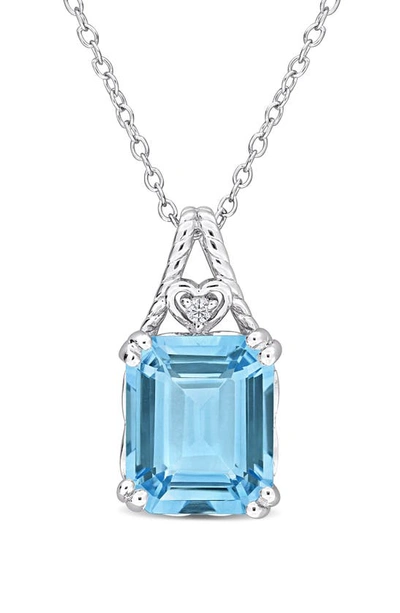 Delmar Blue Topaz Pendant Necklace In Green