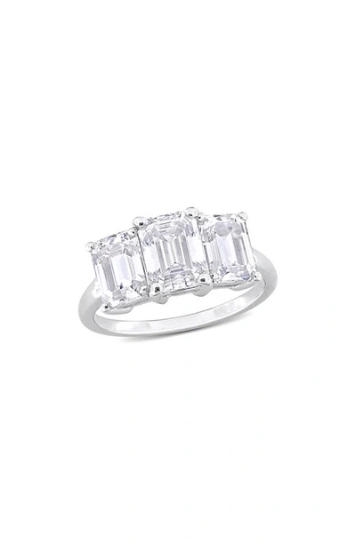 Delmar Emerald Cut Moissanite Ring In White Silver
