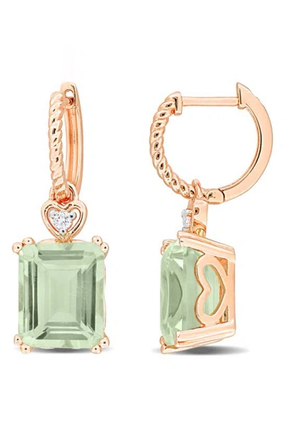 Delmar Octagon Cut Gemstone Drop Earrings In Green