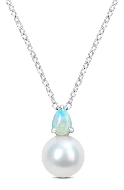 Delmar Opal & Ethiopian Pearl Pendant Necklace In Metallic
