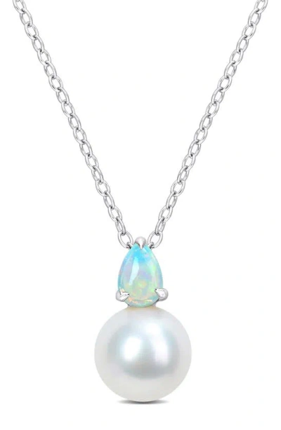 Delmar Opal & Ethiopian Pearl Pendant Necklace In Blue