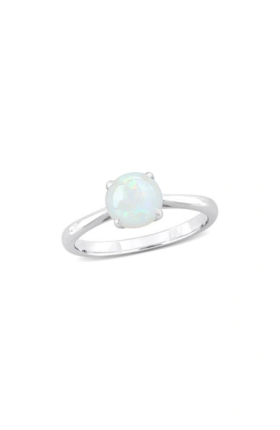Delmar Sterling Silver Opal Solitaire Engagement Ring In White