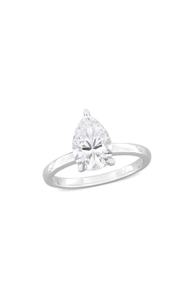 Delmar Sterling Silver Pear Cut Created Moissanite Engagement Ring