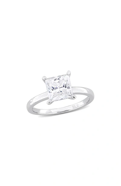 Delmar Sterling Silver Princess Cut Created Moissanite Engagement Ring