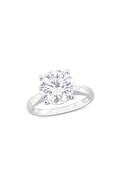 Delmar Sterling Silver Round Cut Created Moissanite Engagement Ring