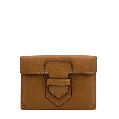 Pre-owned Delvaux Brillant Card Case Leather Brown Leather Card Holders Accessory ()